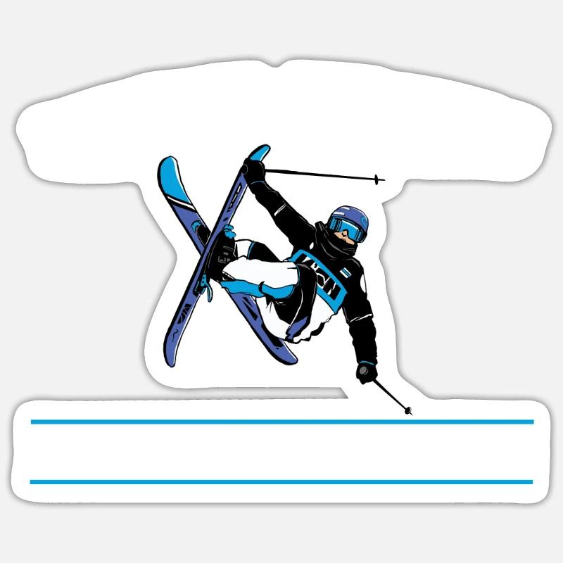 Lustiges Freestyle Ski Geschenk - Sticker Größe S (10 x 10 cm) - Mattweiß