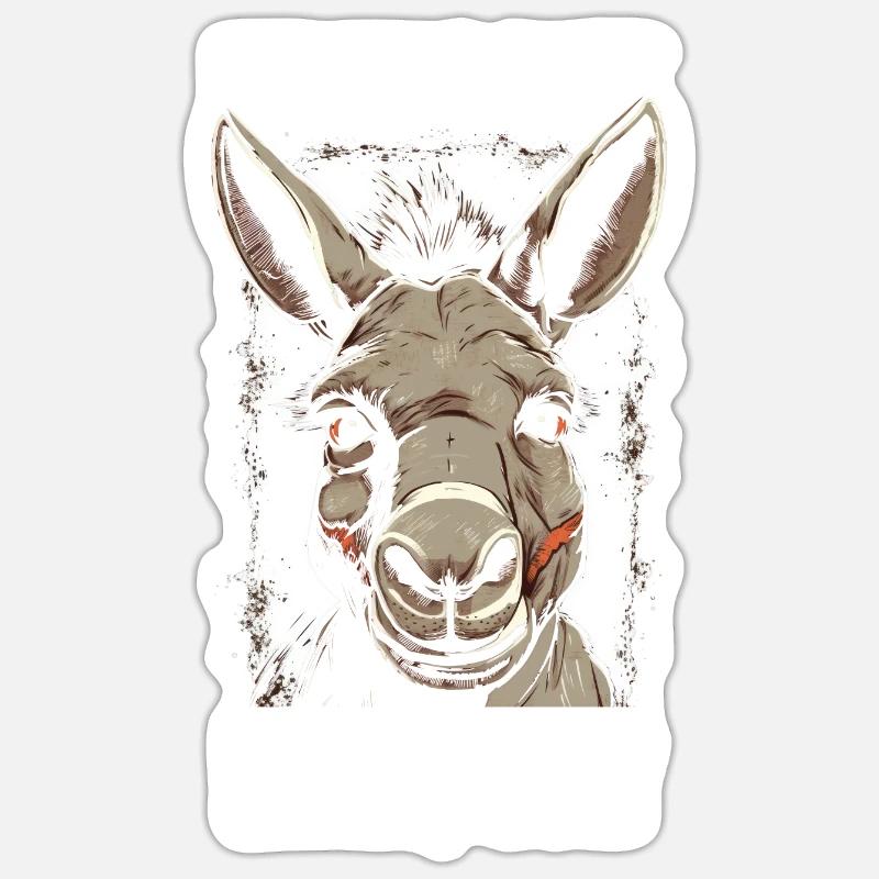 Esel Eselchen Maultier Muli - Sticker Größe S (10 x 10 cm) - Mattweiß