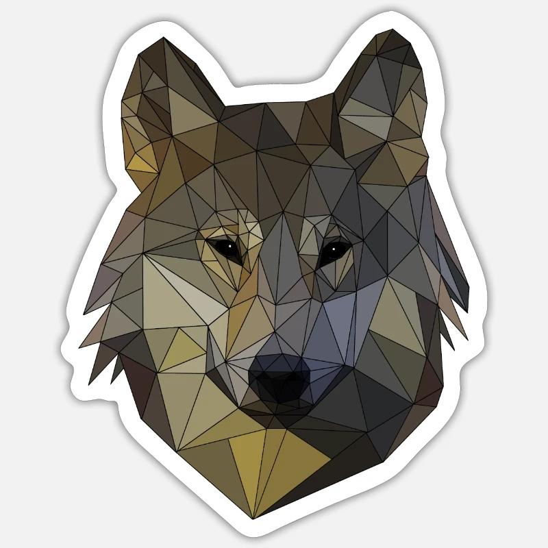 Polygon Wolf Mosaïque Triangulaire Formes Polyart Sticker taille S (10 x 10 cm)