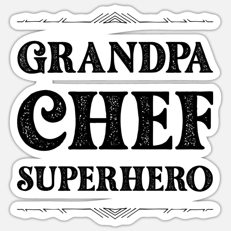 Opa Chef Superheld - Sticker Größe S (10 x 10 cm) - Mattweiß