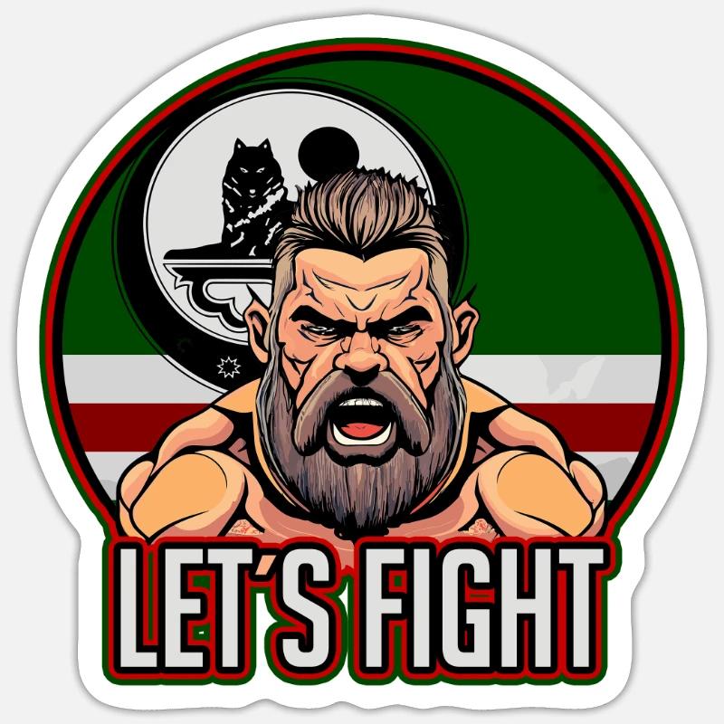 chechen fighter, chechnya, chechen flag, chechen - Sticker Größe S (10 x 10 cm) - Mattweiß