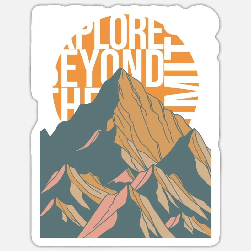 EXPLORE BEYOND THE LIMITS - Berge Gebirge Gipfel Sticker Größe S (10 x 10 cm)