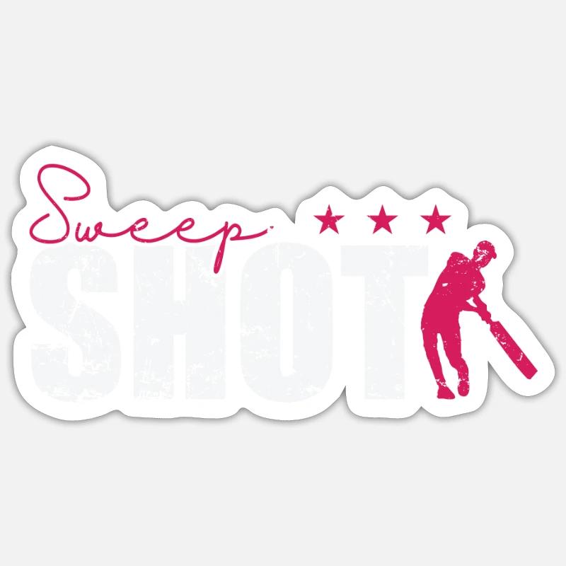 Sweep Shot Cricket - Sticker taille S (10 x 10 cm) - blanc mat