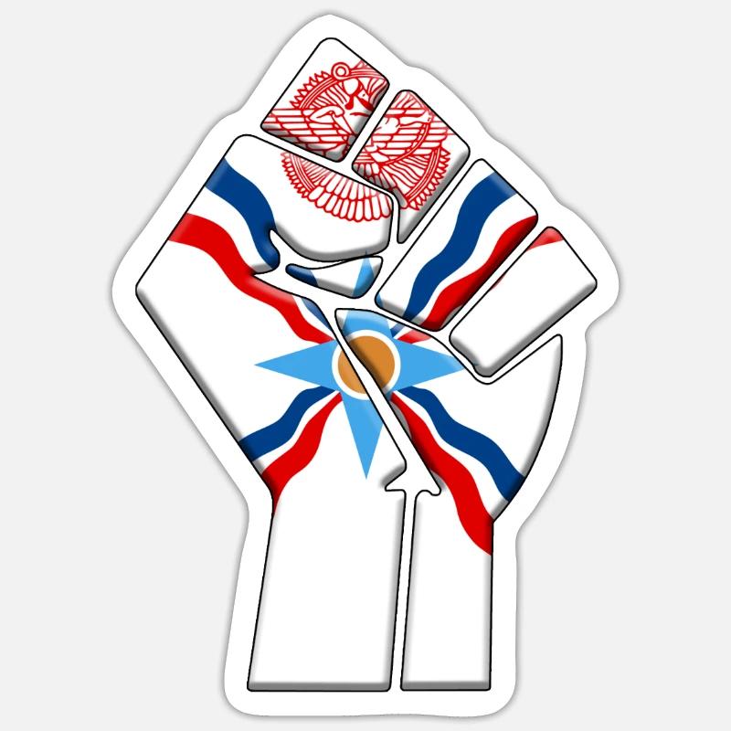 Drapeau assyrien - Sticker taille S (10 x 10 cm) - blanc mat