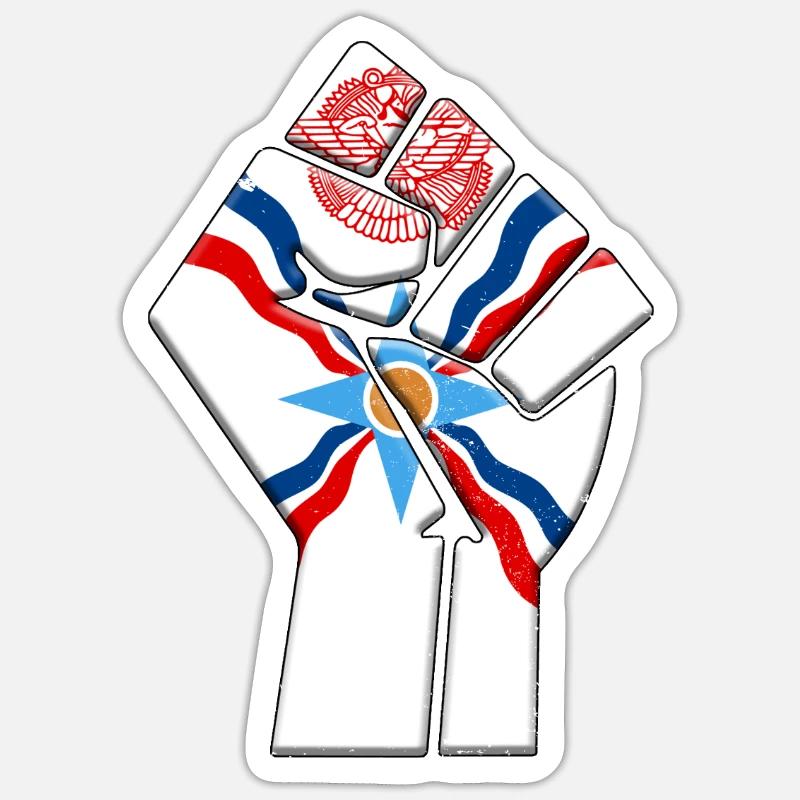 Drapeau assyrien - Sticker taille S (10 x 10 cm) - blanc mat