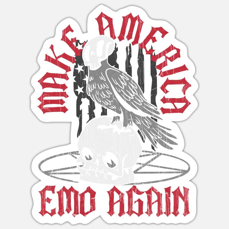 Emoticon Make America Emo Again Emocore Esthétique Sticker taille S (10 x 10 cm)