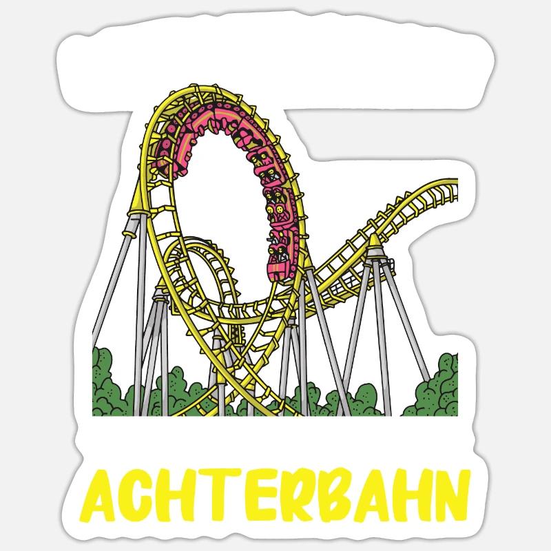 Achterbahn Freizeitpark Roller Coaster - Sticker Größe S (10 x 10 cm) - Mattweiß