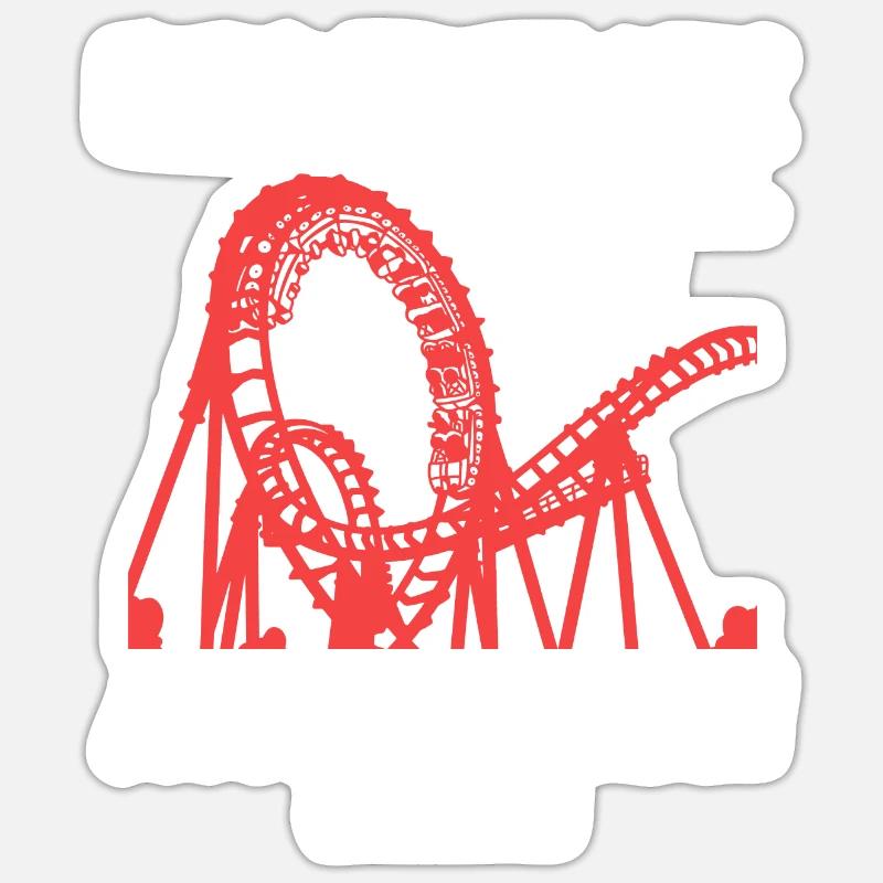 Achterbahn Freizeitpark Roller Coaster - Sticker Größe S (10 x 10 cm) - Mattweiß