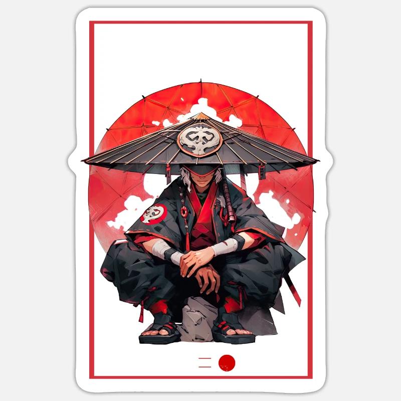 Asia 80s Japanese Retro Samurai Samurai - Sticker size S (10 x 10 cm) - white matte