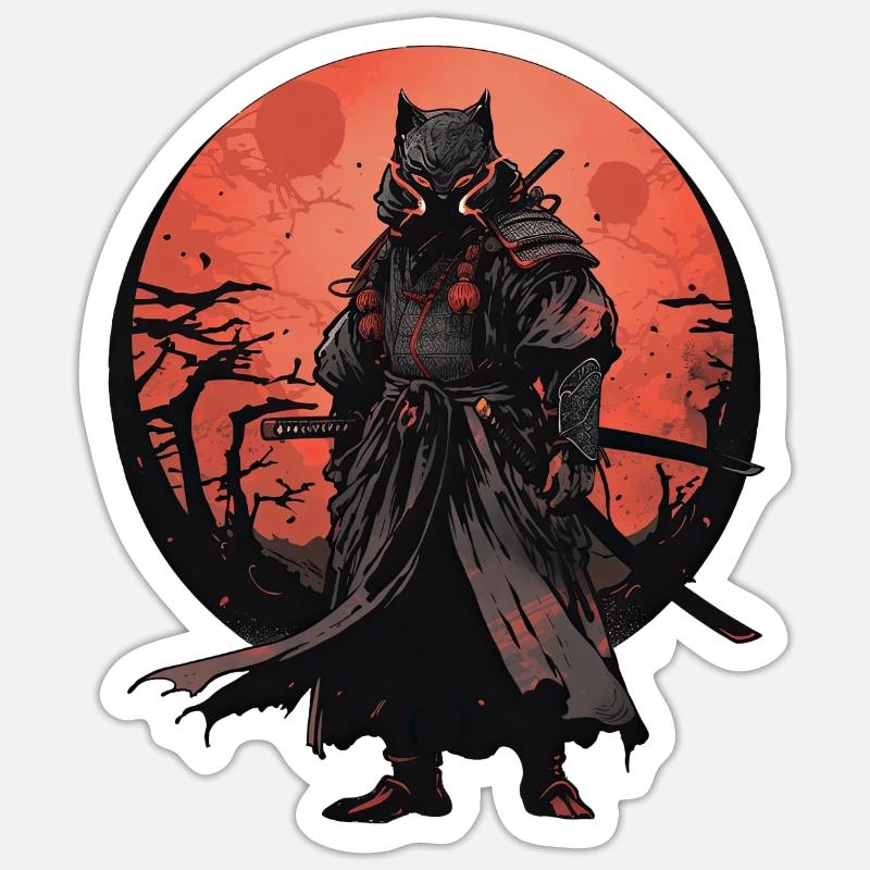 Asia 80s Japanese Retro Samurai Samurai - Sticker size S (10 x 10 cm) - white matte