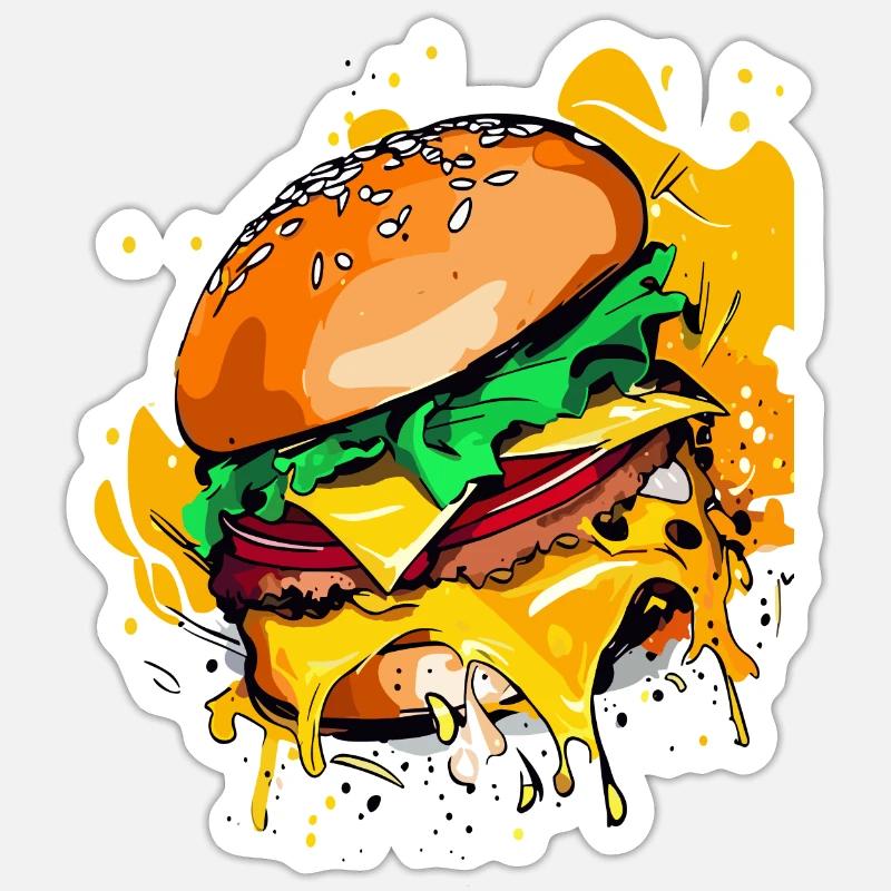 Extra Cheese Burger Cheeseburge - Sticker size S (10 x 10 cm) - white matte