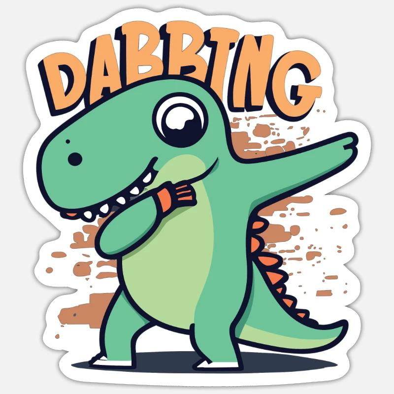 Dabbing Dinosaur Trex - Sticker taille S (10 x 10 cm) - blanc mat