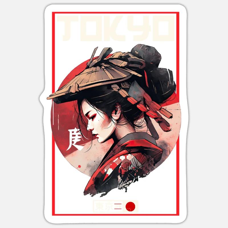 Asia 80s Japanese Retro Samurai Samurai - Sticker size S (10 x 10 cm) - white matte
