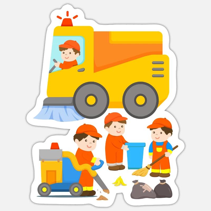 Sweeper garbage collection Sticker size S (10 x 10 cm)