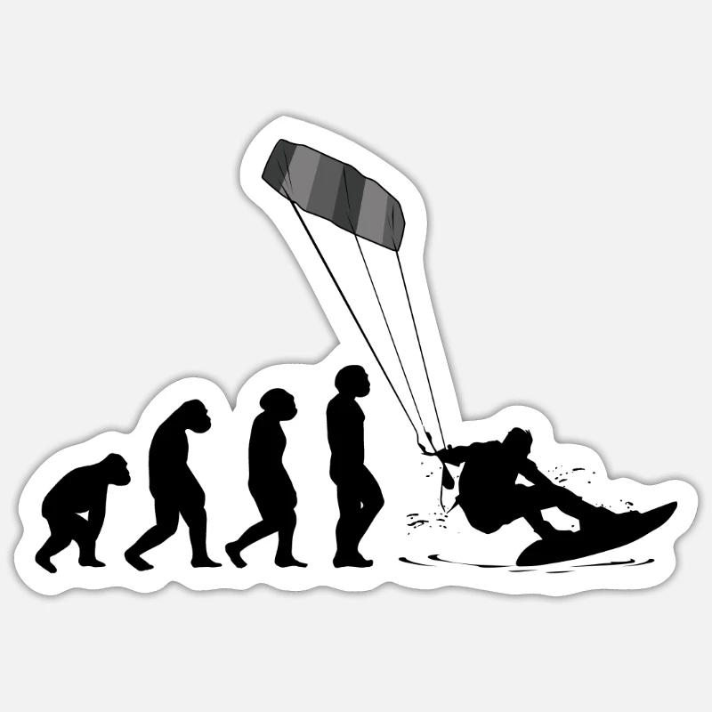 Kitesurf Kiteboard Kitesurfen Kite-Surf Evolution - Sticker Größe S (10 x 10 cm) - Mattweiß