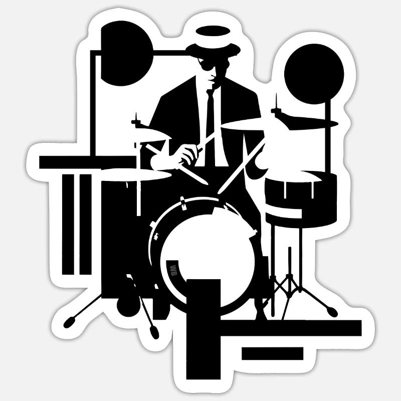 Drummer Drums Schlagzeug - Sticker Größe S (10 x 10 cm) - Mattweiß