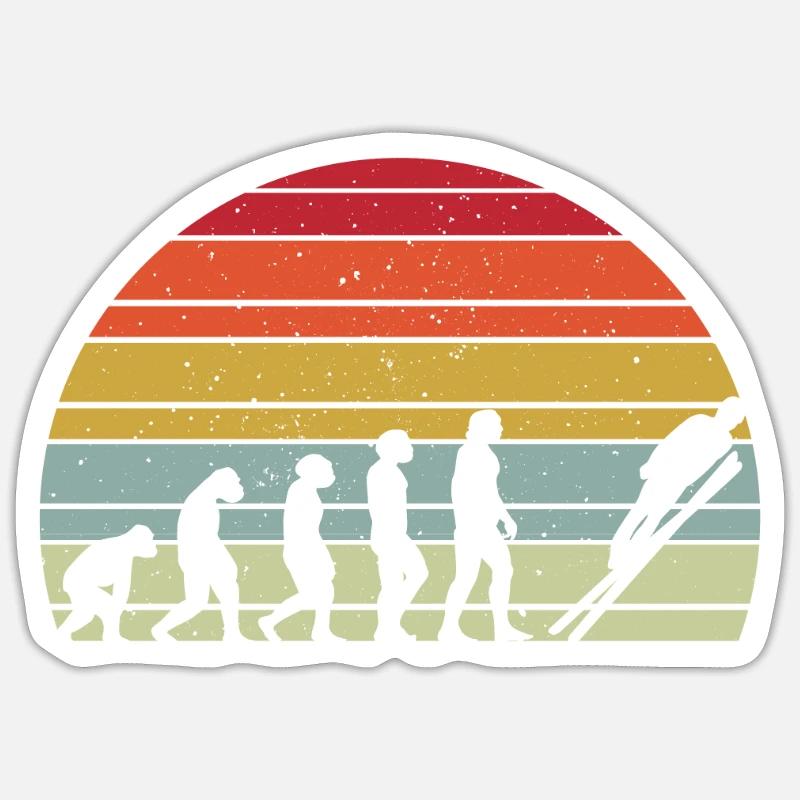 Évolution du saut à ski - Sticker taille S (10 x 10 cm) - blanc mat