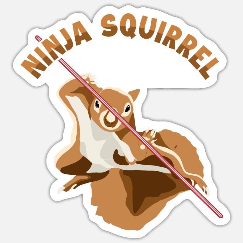 Ninja Squirrel Squirrel Fuchshörnchen Eichhörnchen Sticker Größe S (10 x 10 cm)