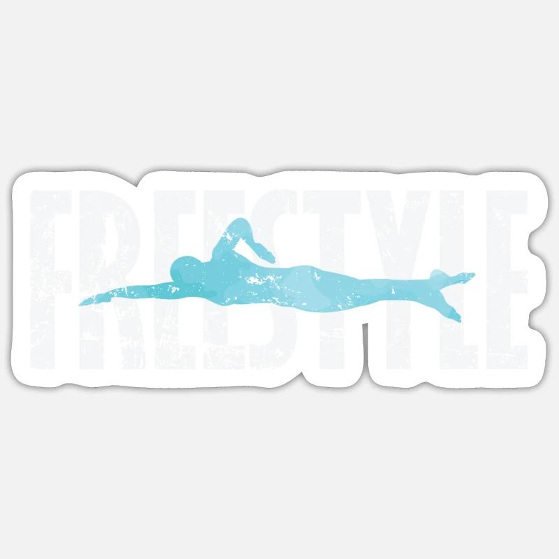Nage libre - Sticker taille S (10 x 10 cm) - blanc mat