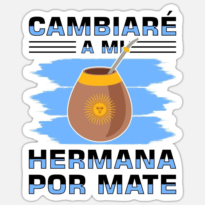 Drapeau de l’Argentine Thé yerba maté argentin - Sticker taille S (10 x 10 cm) - blanc mat