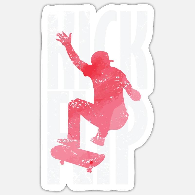 Kickflip Skateboard - Sticker Größe S (10 x 10 cm) - Mattweiß