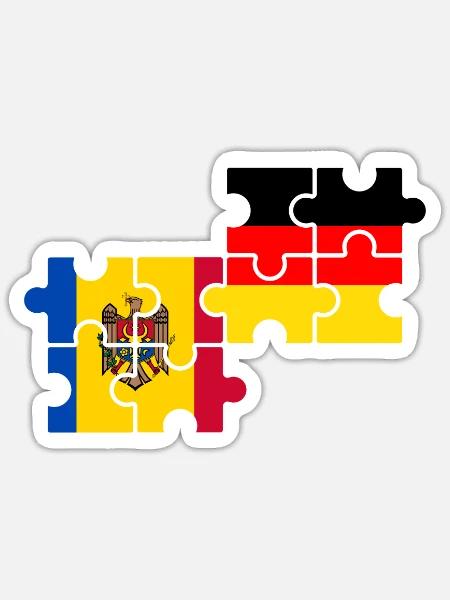 Moldau Deutschland Flagge Deutsch Moldauer - Sticker Größe S (10 x 10 cm) - Mattweiß
