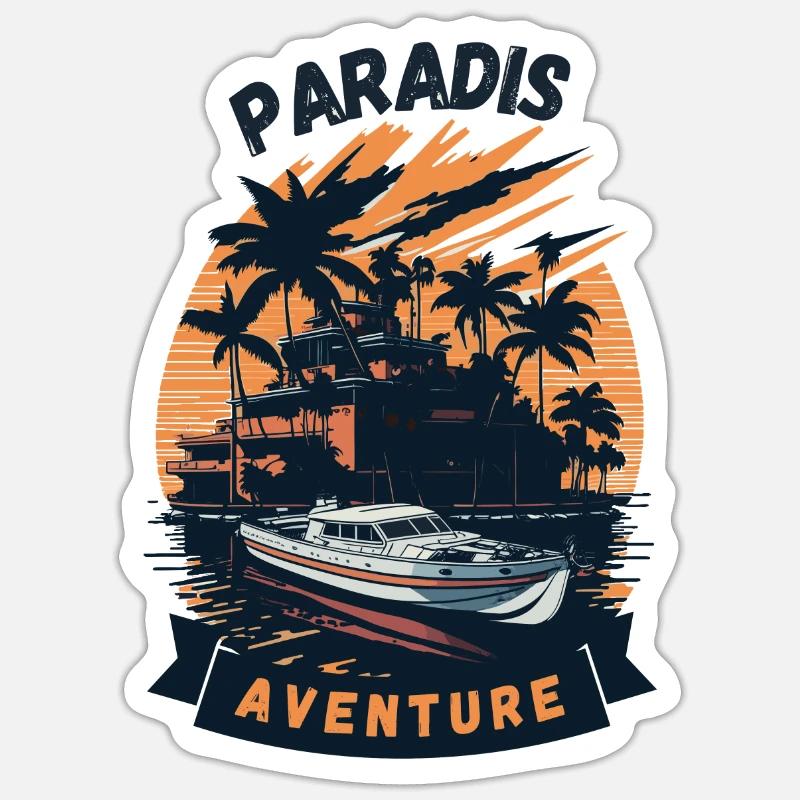 Paradis Aventure - Sticker taille S (10 x 10 cm) - blanc mat