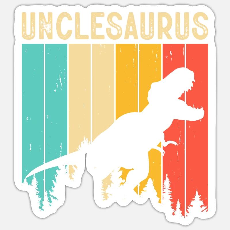 Oncle T Rex Onkelsaurus - Sticker taille S (10 x 10 cm) - blanc mat