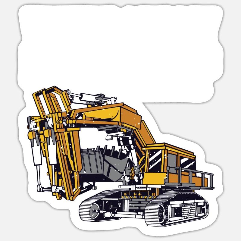 Lustiger Baggerführer HEO - Sticker Größe S (10 x 10 cm) - Mattweiß