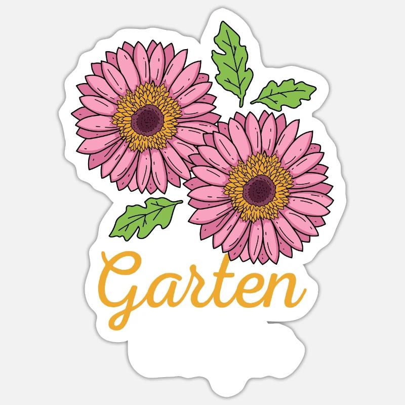 Garten Chefin Gartenarbeit Gärtnerin Gerbera - Sticker Größe S (10 x 10 cm) - Mattweiß