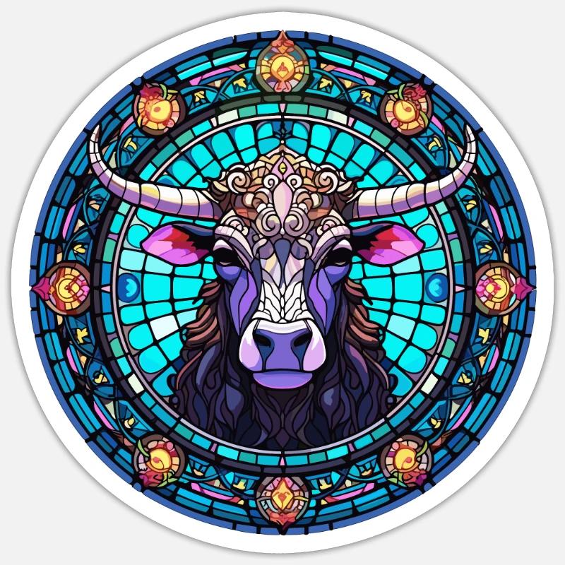 Cooles Buntglas-Kunstdesign - Abstract Mosaic Co - Sticker Größe S (10 x 10 cm) - Mattweiß