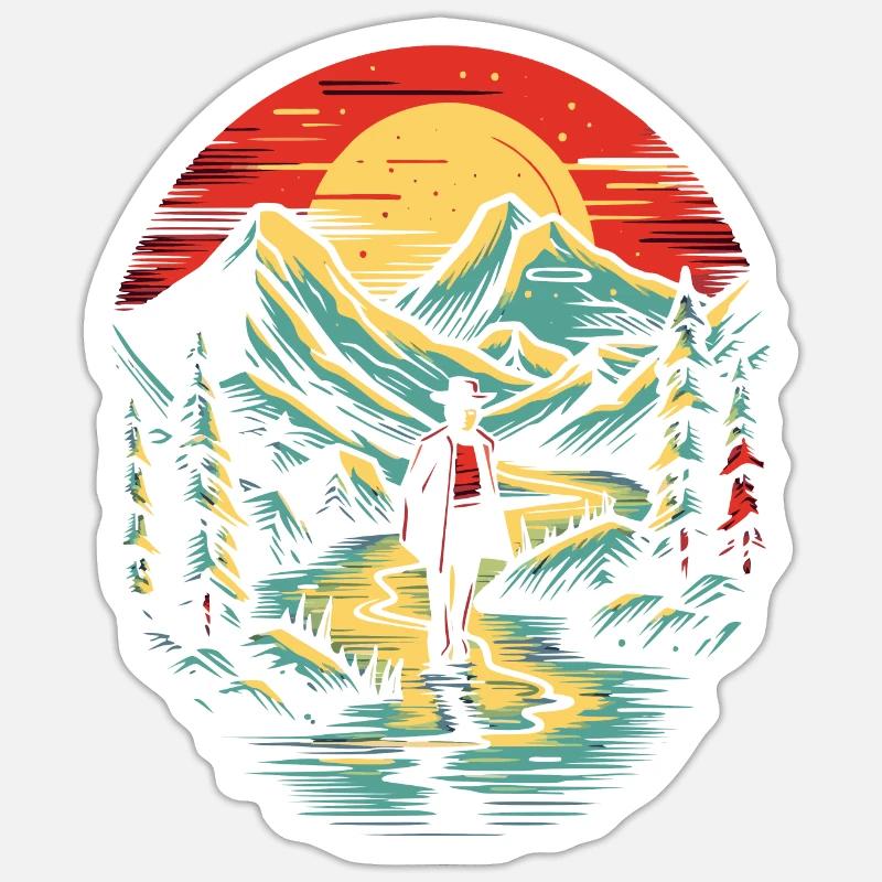 Der einsame Wanderer - Sticker Größe S (10 x 10 cm) - Mattweiß