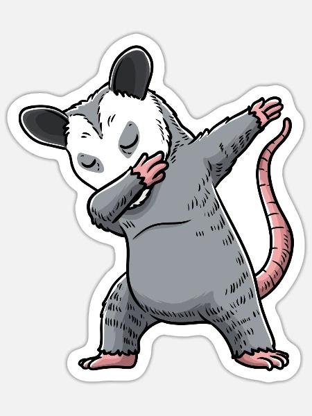 Dabbing Opossum Opossum - Sticker Größe S (10 x 10 cm) - Mattweiß