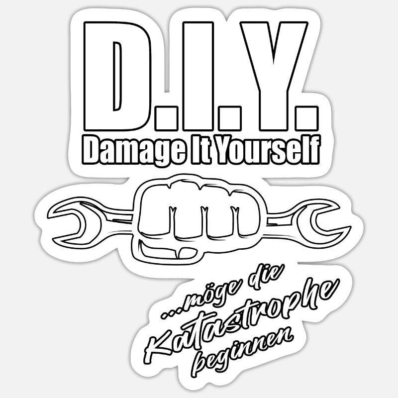 D.I.Y. - Damage it yourself - Sticker Größe S (10 x 10 cm) - Mattweiß