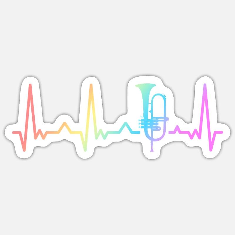 bugle, bugle, instrument à cor - Sticker taille S (10 x 10 cm) - blanc mat