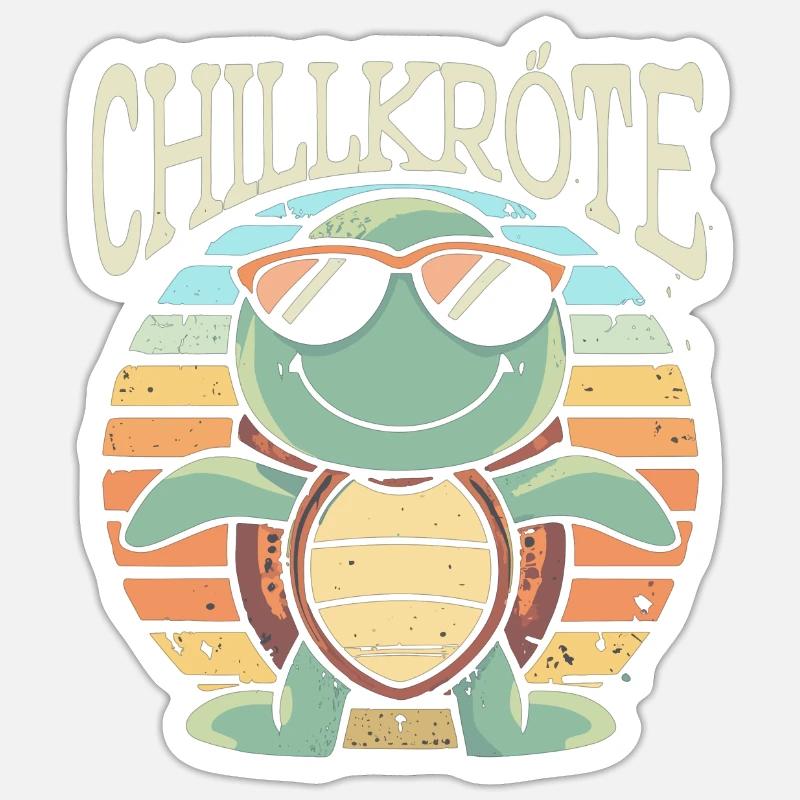 Crapaud Chill Turtle détendu - Sticker taille S (10 x 10 cm) - blanc mat