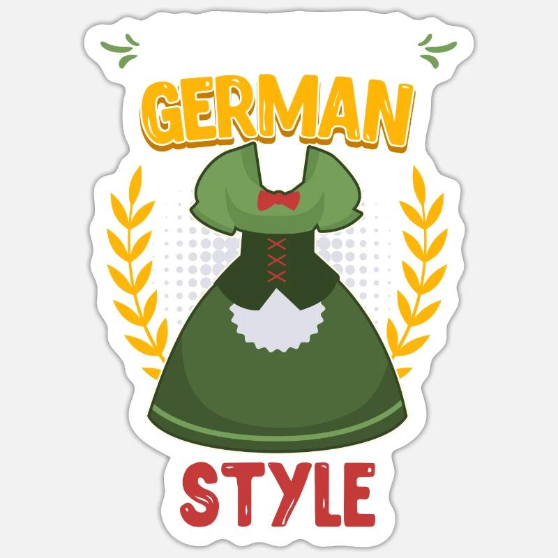 Dirndl Shirt Authentic German Style Trachten - Sticker Größe S (10 x 10 cm) - Mattweiß