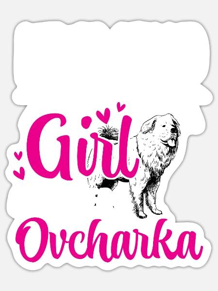 Mädchen und Owtscharka Kaukasischer Schäferhund - Sticker Größe S (10 x 10 cm) - Mattweiß
