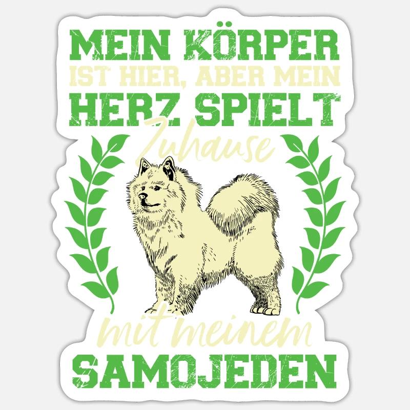 Samojede spielt Zuhause Samojedenspitz - Sticker Größe S (10 x 10 cm) - Mattweiß