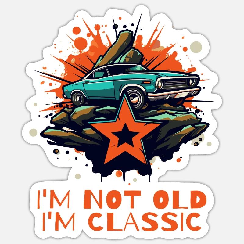 Ich bin nicht alt, ich bin ein Klassiker: Oldtimer Sticker Größe S (10 x 10 cm)