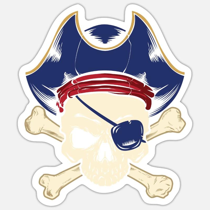 Pirate eye patch pirate - Sticker taille S (10 x 10 cm) - blanc mat