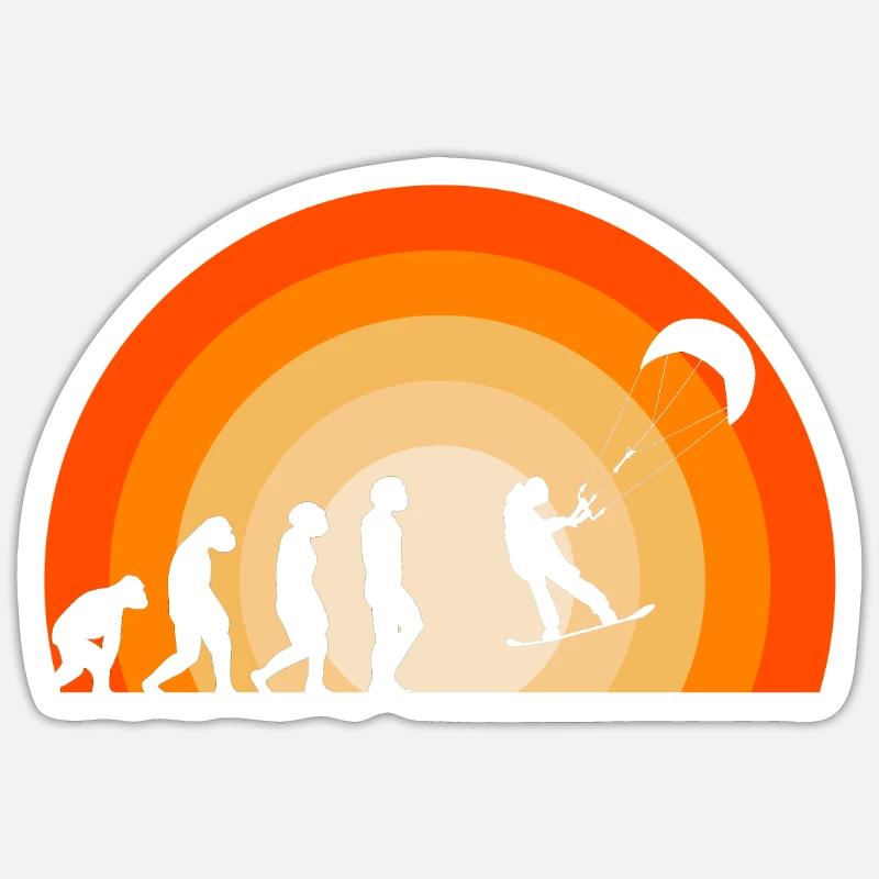 Lustiges Snowkiting Evolution Design Sticker Größe S (10 x 10 cm)