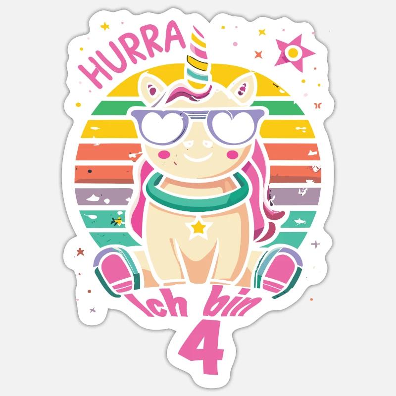 4. Geburtstag Sticker Größe S (10 x 10 cm)