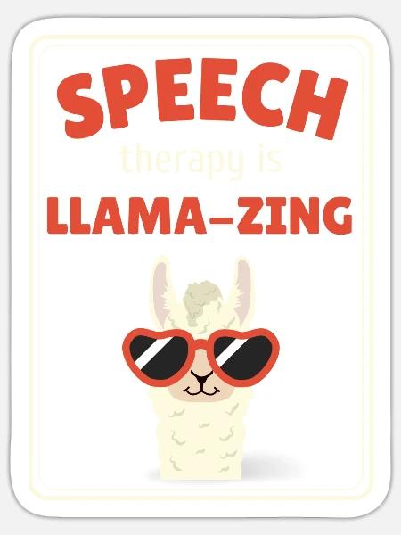 Logopädie Lama Sprachpathologie - Sticker Größe S (10 x 10 cm) - Mattweiß