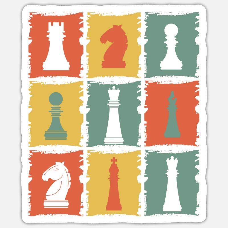 Pièces d’échecs Rétro - Sticker taille S (10 x 10 cm) - blanc mat