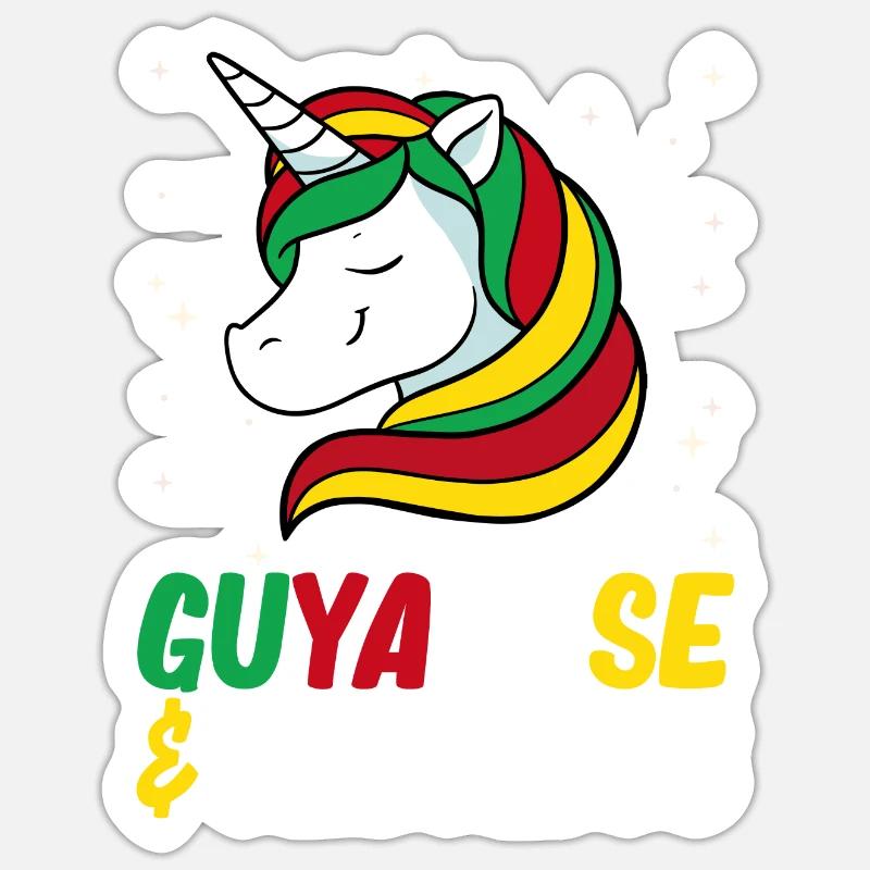 Guyana Flag Guyanais Guyanais - Sticker taille S (10 x 10 cm) - blanc mat