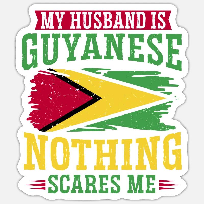 Guyana Flag Guyanais Guyanais - Sticker taille S (10 x 10 cm) - blanc mat