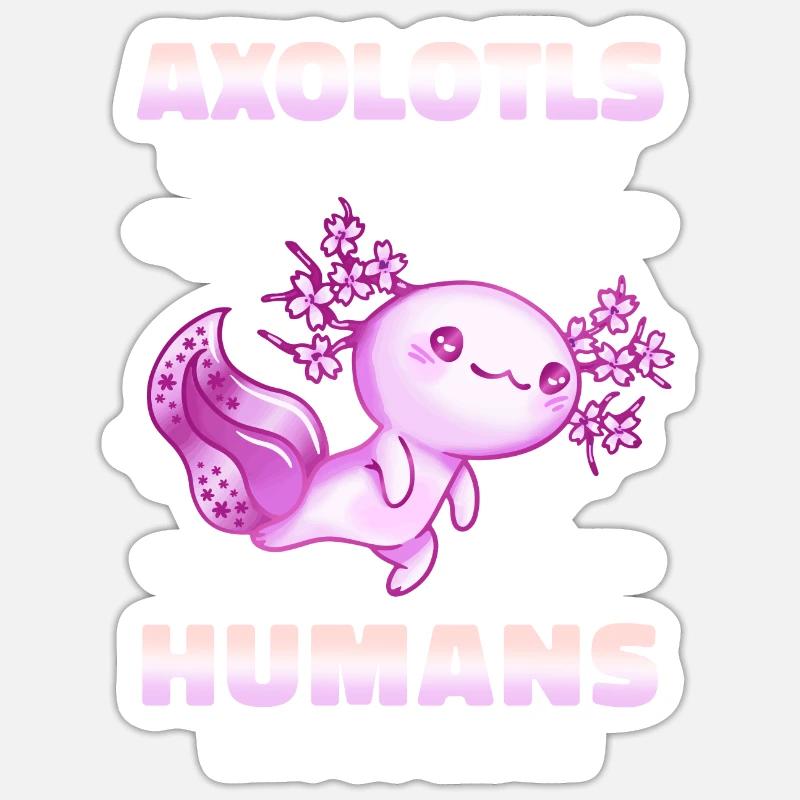 Poisson Axolotl - Sticker taille S (10 x 10 cm) - blanc mat