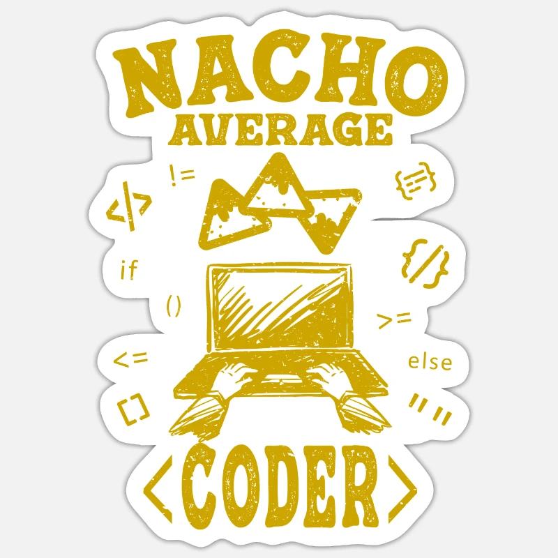 Codeur Codant Drôle Nacho Ordinateur Hacker Moyen Sticker taille S (10 x 10 cm)