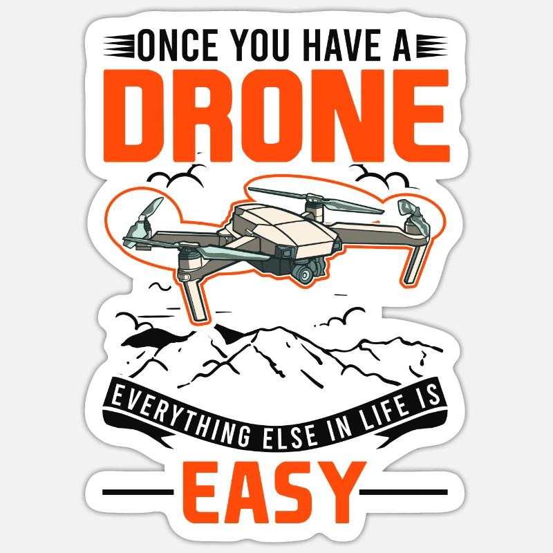 Drone Drone Pilot Quadcopter - Sticker taille S (10 x 10 cm) - blanc mat